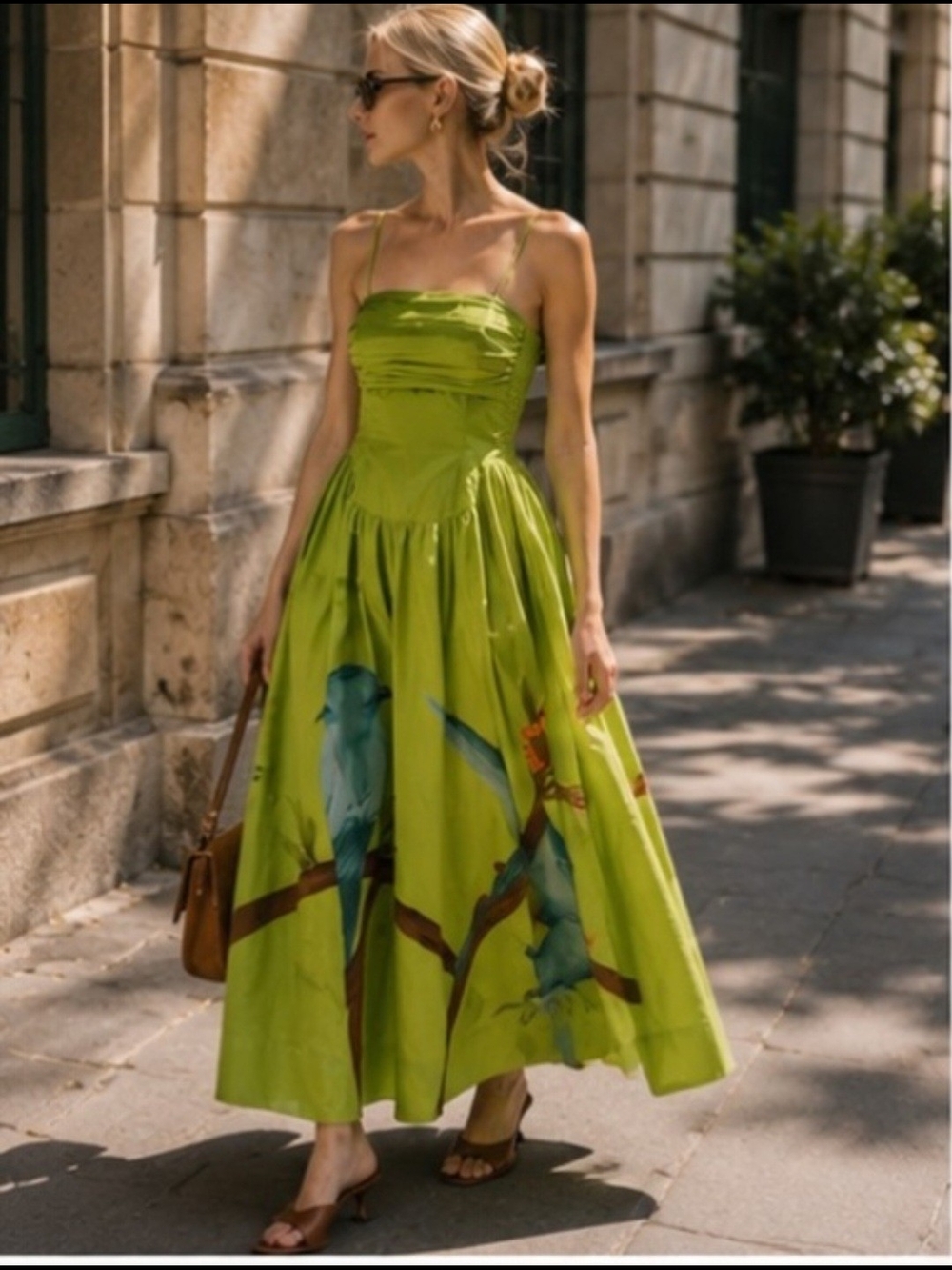 FARM Rio Lime Green Bird-Print Strappy Maxi Dress - Picture 3 of 10